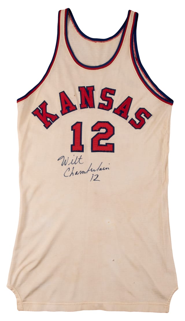 1957-58 Wilt Chamberlain Game-Used, Signed, and Photo-Matched Kansas Jayhawks Home Jersey (Sports Investors, Resolution Photomatching, PSA/DNA, Beckett)