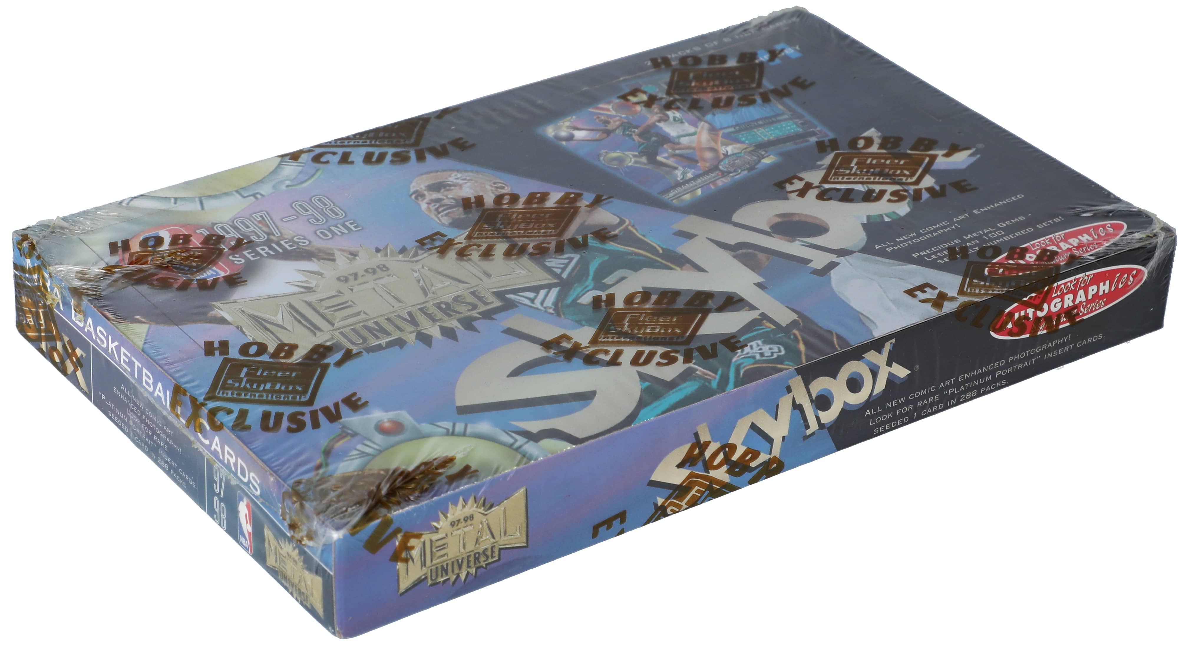 1997-98 SkyBox Metal Universe Basketball Series One Factory-Sealed Hobby Box (24 Packs) - Possible Tim Duncan, Tracy McGrady Rookie Cards, Michael Jordan, Kobe Bryant PMGs