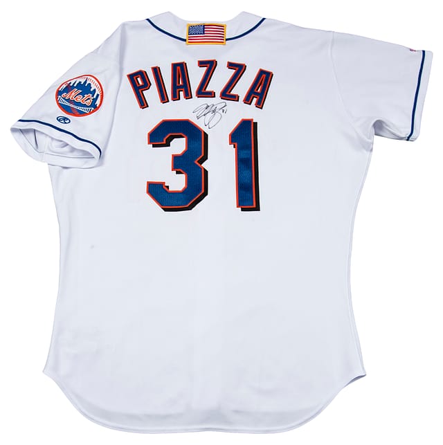 2001 Mike Piazza Historic Post 9/11 Home Run Game Used Photo Matched Home Jersey (From the Mets Museum- NY Mets Letter)- Hit 9/21- MeiGray LOA