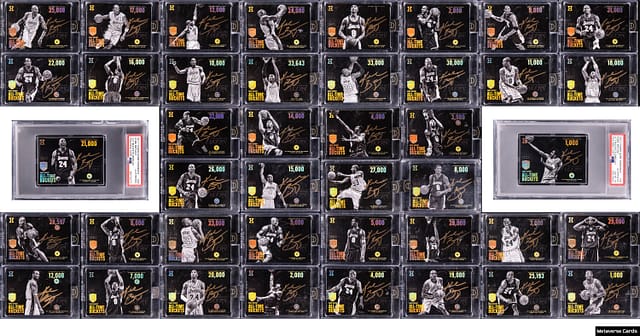 2017 Panini Kobe Eminence All-Time Buckets Diamond Autographs Kobe Bryant Signed Cards Complete Set (42 Cards, Including 37 Regular Season and 5 Playoff Cards)