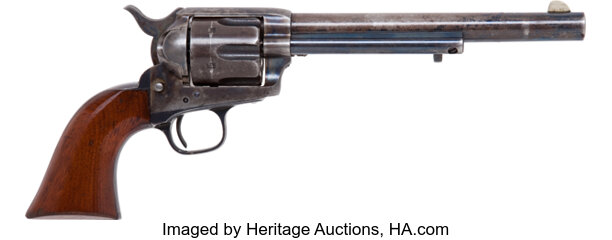 Rare First Year of Production Civilian Colt Pinch Frame Single Action Revolver with Accompanying Nickel-Plated Skeleton Shoulder Stock and Authentication Letter from Colt Authority Ron Graham