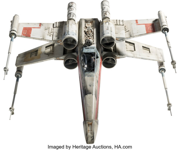 Screen Matched Hero "Red Leader" (Red One) X-wing Starfighter Filming Miniature with Articulating Servo-Controlled Wings and Lights from Star Wars: Episode IV- A New Hope (TCF, 1977)