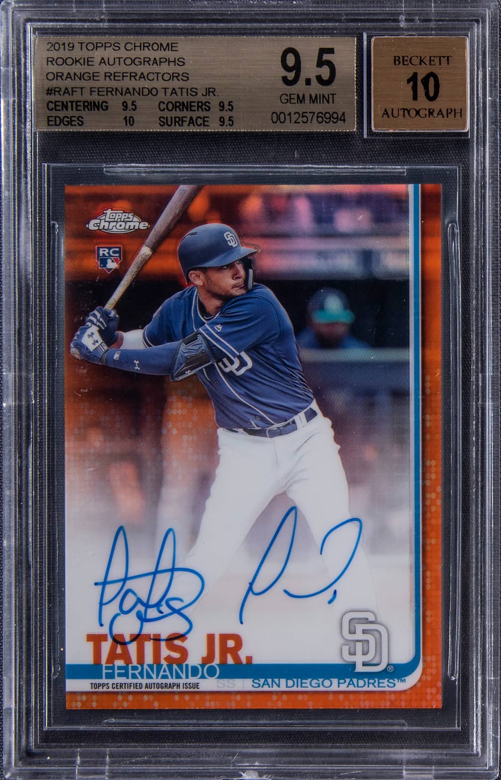 2019 Topps Chrome "Rookie Autographs" Orange Refractors #RAFT Fernando Tatis Jr. Signed Rookie Card (#13/25) - True Gem+ Example - BGS 9.5/BGS 10