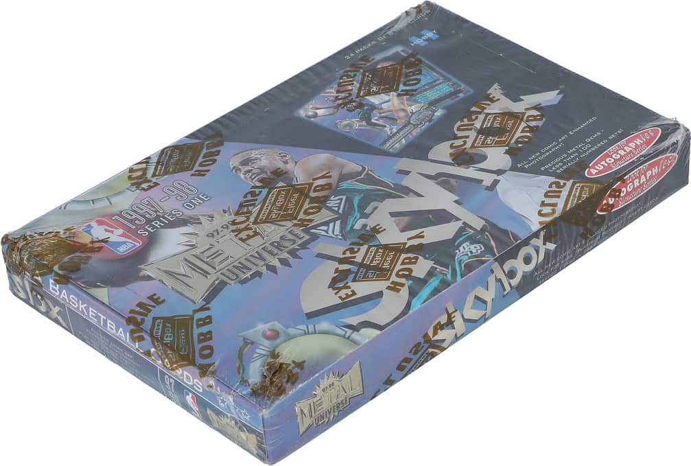 1997-98 SkyBox Metal Universe Basketball Factory-Sealed Hobby Box (24 Packs) - Possible Tim Duncan, Tracy McGrady Precious Metal Gems (PMG) Rookie Cards