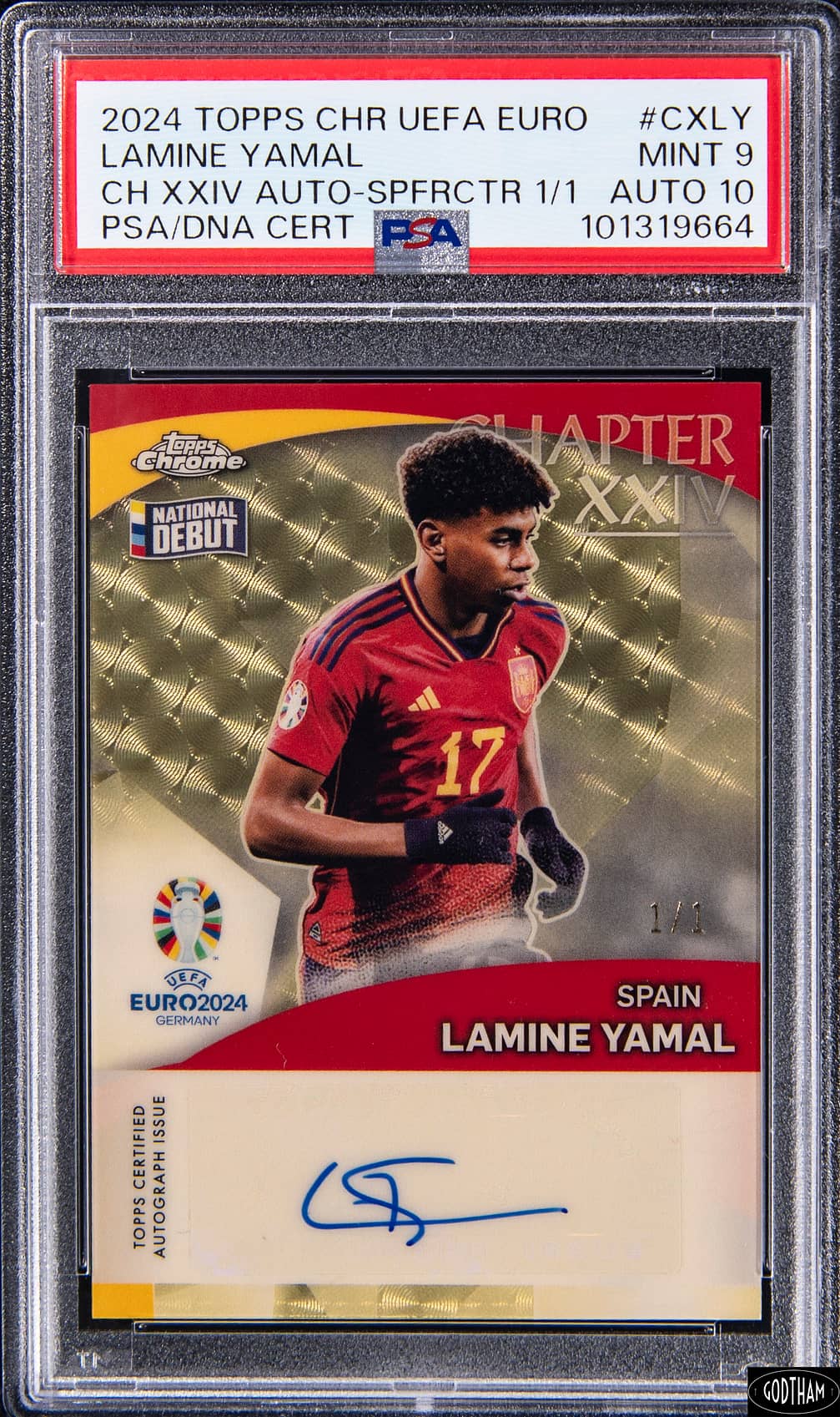 2024 Topps Chrome UEFA Euro Chapter XXIV Autographs SuperFractor #CX-LY Lamine Yamal Signed Rookie Card (#1/1) - PSA 9, PSA/DNA GEM MT 10