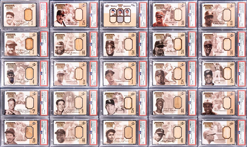 1999-2010 Upper Deck A Piece of History 500 Home Run Club PSA-Graded Game-Used Relic Card Collection (25) - Including Near Set (23/24) - Featuring Babe Ruth PSA 10 Example