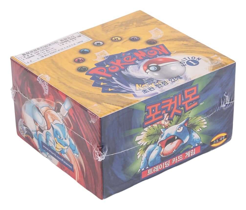2000 Pokemon Korean Base Set 1st Edition Factory-Sealed Booster Box (36 Packs) - Possible Rare Holo Charizard, Blastoise, Venusaur Cards - X-Ray Authority LOA
