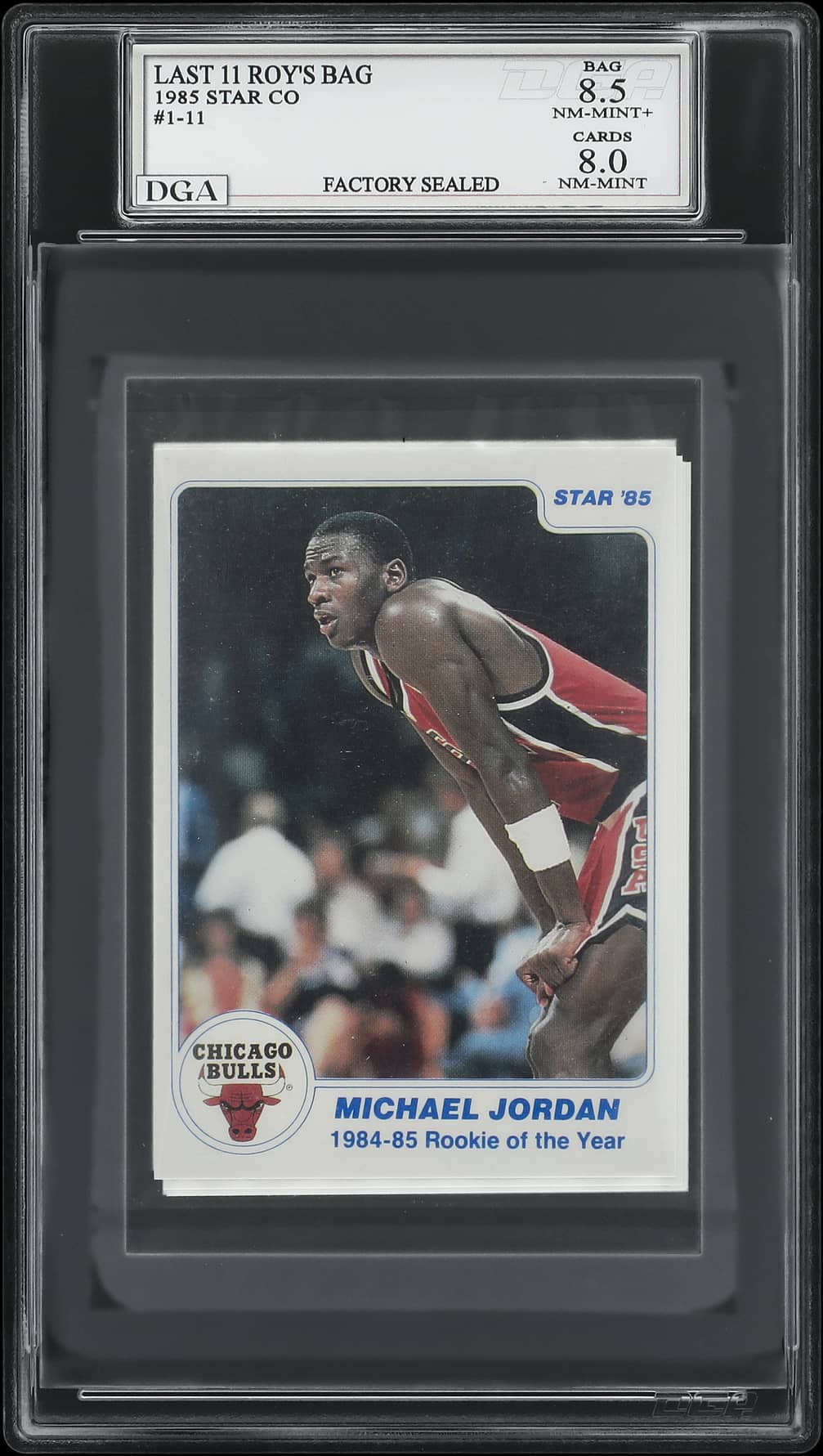 1985 Star Last 11 Rookies of The Year Basketball Complete Set (11) in Original Factory-Sealed Bag - Featuring Michael Jordan Rookie Card - DGA 8.5/8.0