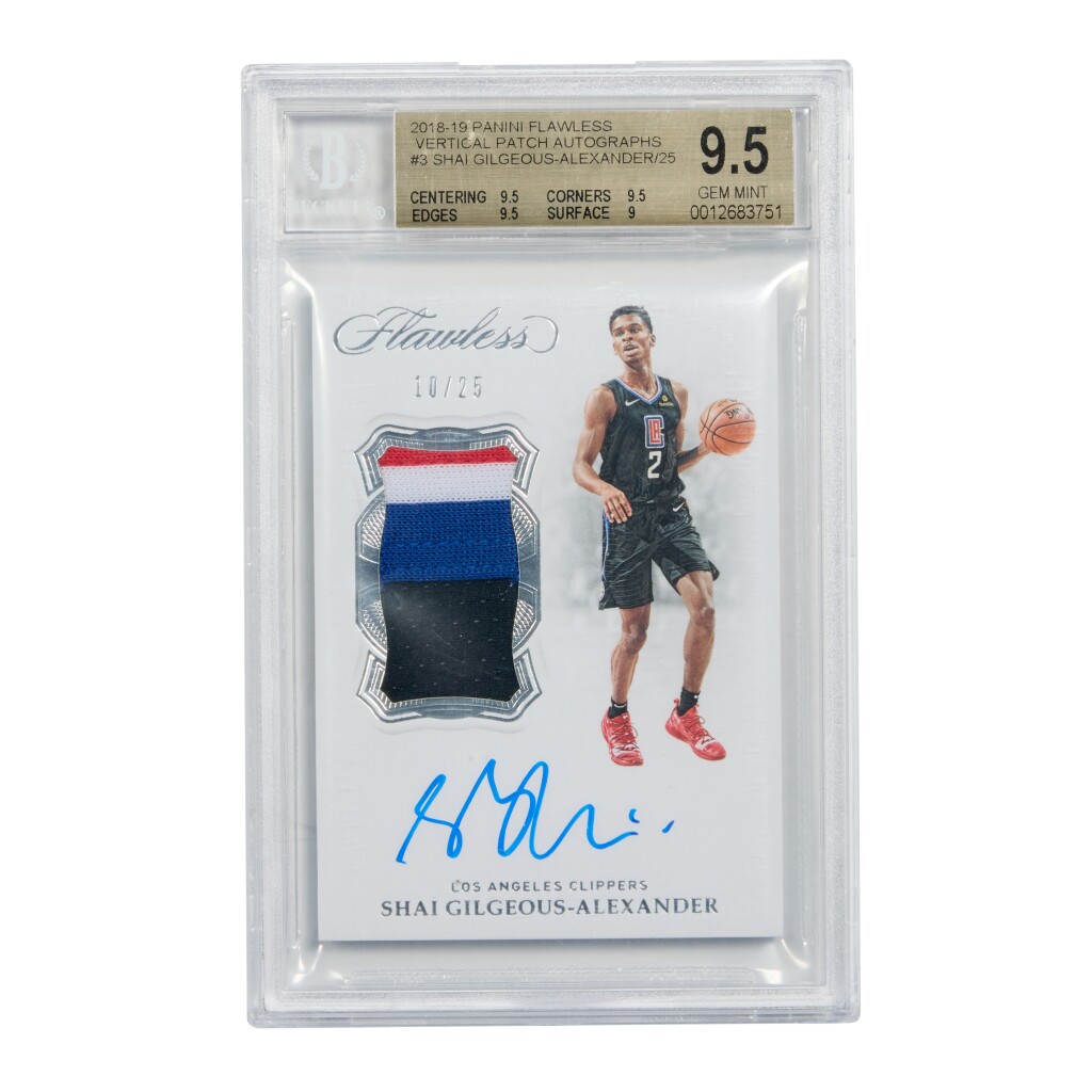 Shai Gilgeous-Alexander Los Angeles Clippers 2018-19 Panini Flawless Basketball Vertical Patch Autographs 10/25 #3 #VP-SGA BGS 9.5/10 Autograph | Rookie Card | On-Card Autograph | Game-Worn Patch